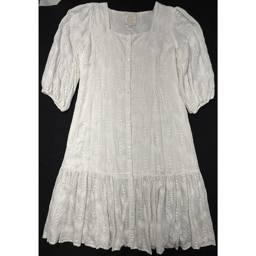 Johnny Was Women's Jade White Eyelet Tiered shift Dress Size XL - Picture 2 of 12